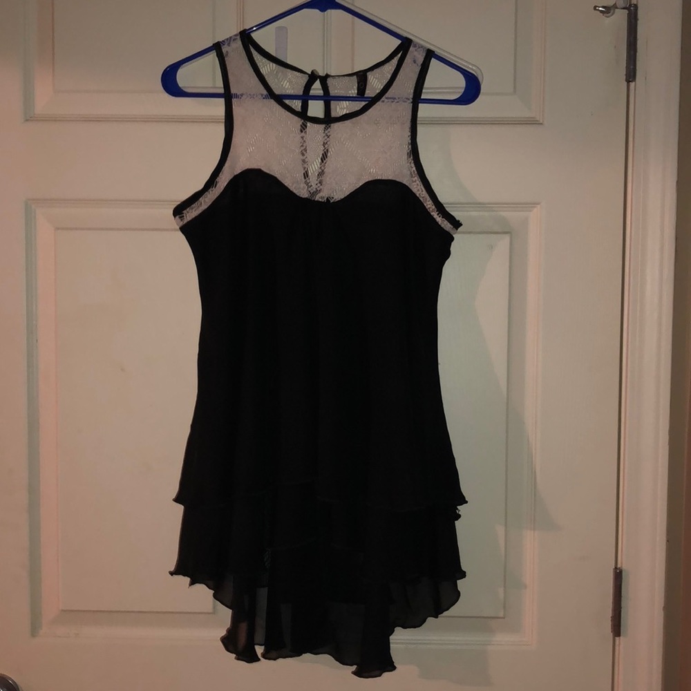 Small black and white lace tank top